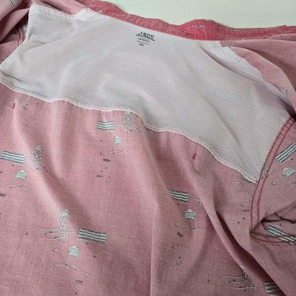 IZOD Saltwater Beach Performance Shirt XXL 2XL Lifeguard Print Vented Fishing - Picture 11 of 13